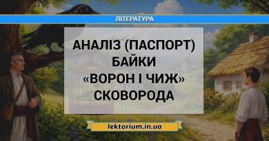 Аналіз (паспорт) байки «Ворон і Чиж» Сковорода