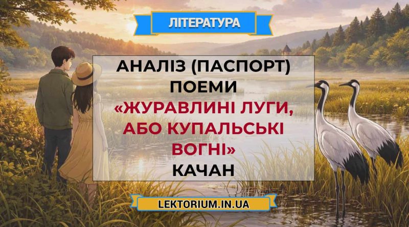 Аналіз (паспорт) поеми «Журавлині луги, або Купальські вогні» Качан