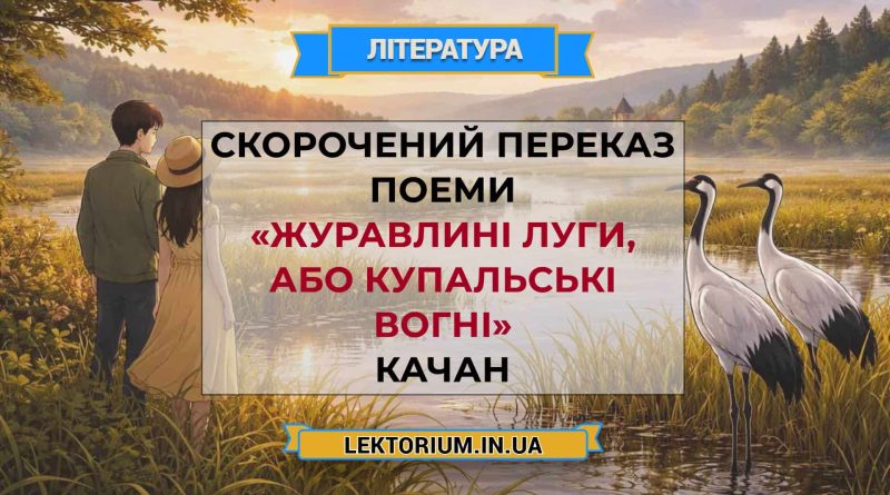 Скорочений переказ поеми «Журавлині луги, або Купальські вогні» Качан