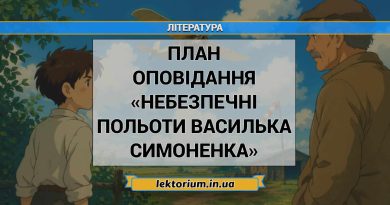 План оповідання «Небезпечні польоти Василька Симоненка»