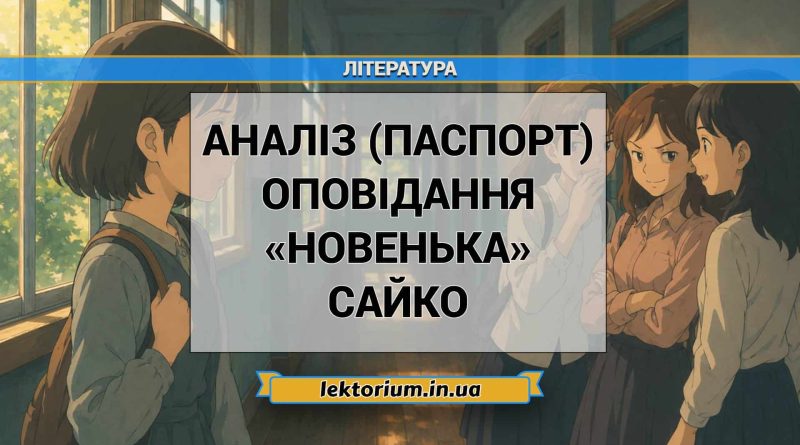 Аналіз (паспорт) оповідання «Новенька» Сайко