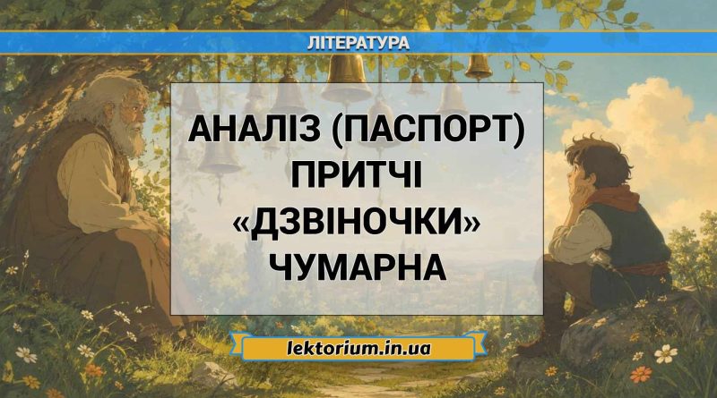 Аналіз (паспорт) притчі «Дзвіночки» Чумарна