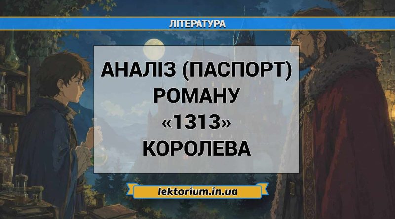 Аналіз (паспорт) роману «1313» Королева