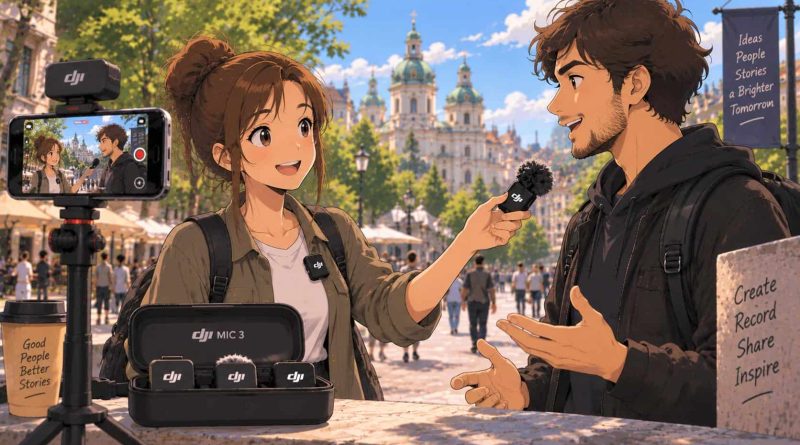 Запись уличных подкастов и мобильных видеорепортажей на смартфон с DJI Mic 3